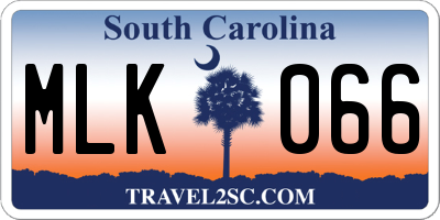 SC license plate MLK066