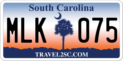 SC license plate MLK075