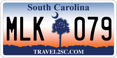 SC license plate MLK079