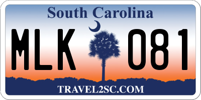 SC license plate MLK081