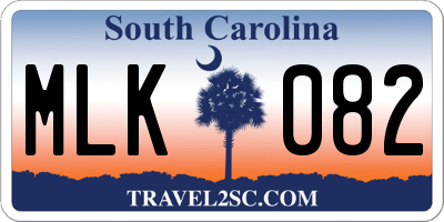 SC license plate MLK082