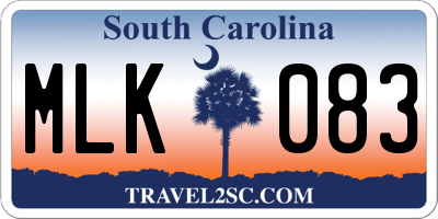 SC license plate MLK083