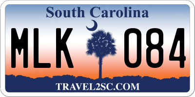 SC license plate MLK084