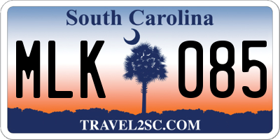 SC license plate MLK085