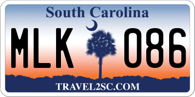 SC license plate MLK086