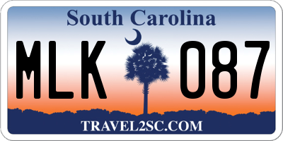 SC license plate MLK087