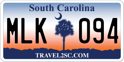 SC license plate MLK094