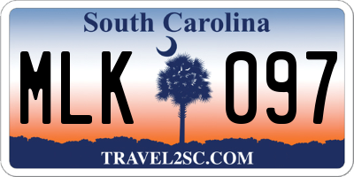 SC license plate MLK097