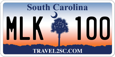 SC license plate MLK100
