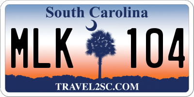 SC license plate MLK104