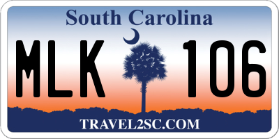 SC license plate MLK106