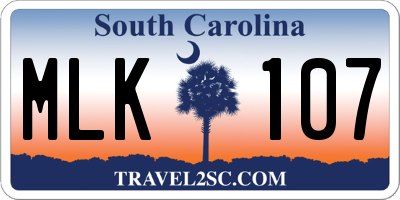 SC license plate MLK107