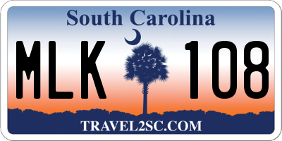 SC license plate MLK108
