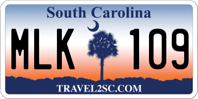 SC license plate MLK109