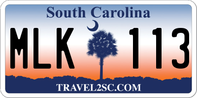 SC license plate MLK113