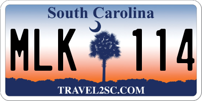 SC license plate MLK114