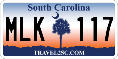 SC license plate MLK117