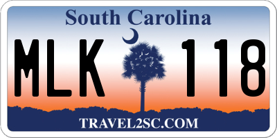 SC license plate MLK118