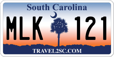 SC license plate MLK121