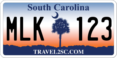 SC license plate MLK123