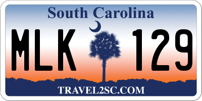 SC license plate MLK129