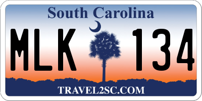 SC license plate MLK134