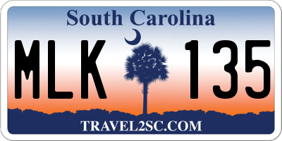 SC license plate MLK135