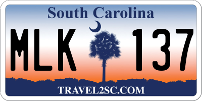 SC license plate MLK137