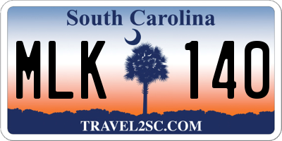 SC license plate MLK140