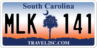 SC license plate MLK141