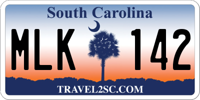 SC license plate MLK142