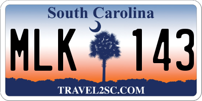 SC license plate MLK143