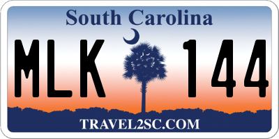 SC license plate MLK144