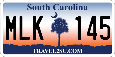 SC license plate MLK145