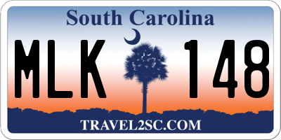 SC license plate MLK148