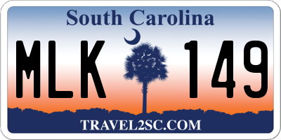 SC license plate MLK149