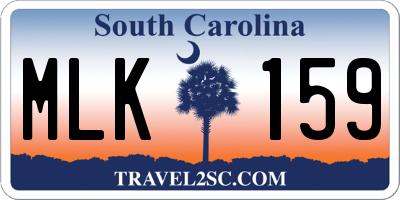 SC license plate MLK159