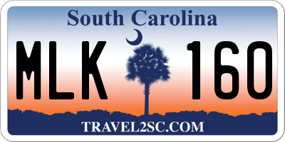 SC license plate MLK160