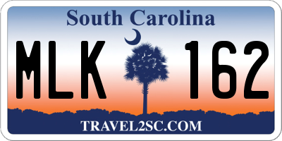 SC license plate MLK162