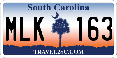 SC license plate MLK163