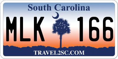 SC license plate MLK166