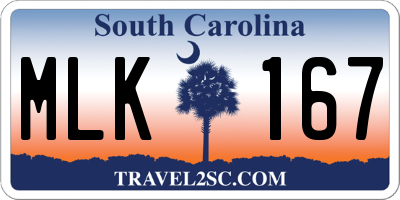 SC license plate MLK167