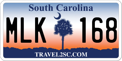 SC license plate MLK168