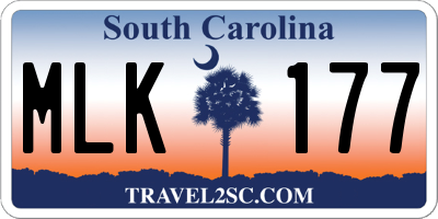 SC license plate MLK177