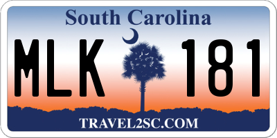 SC license plate MLK181