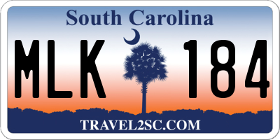 SC license plate MLK184