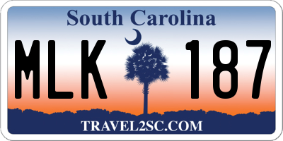SC license plate MLK187