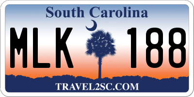 SC license plate MLK188