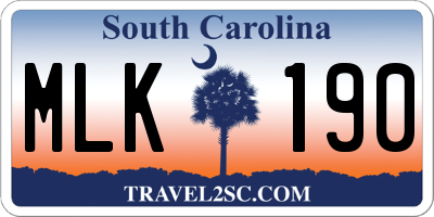 SC license plate MLK190