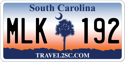 SC license plate MLK192